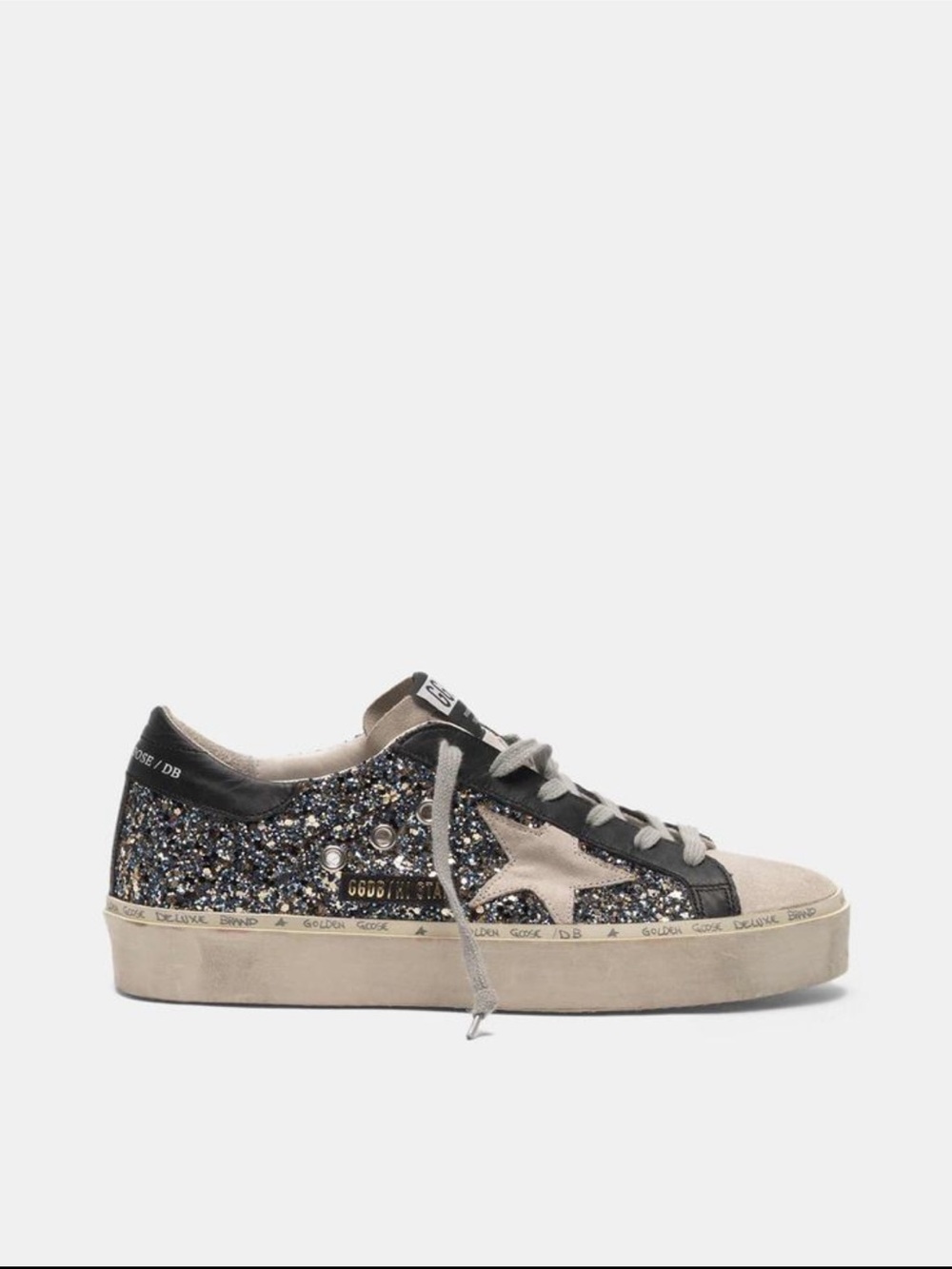 Golden Goose Glitter Low-Top Sneaker (comes with black laces & orig laces)